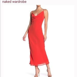 Naked Wardrobe Come Thru Cowl Maxi Dress